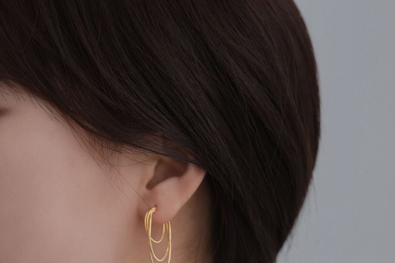 925 Layered Silver Hoop Sterling Earring