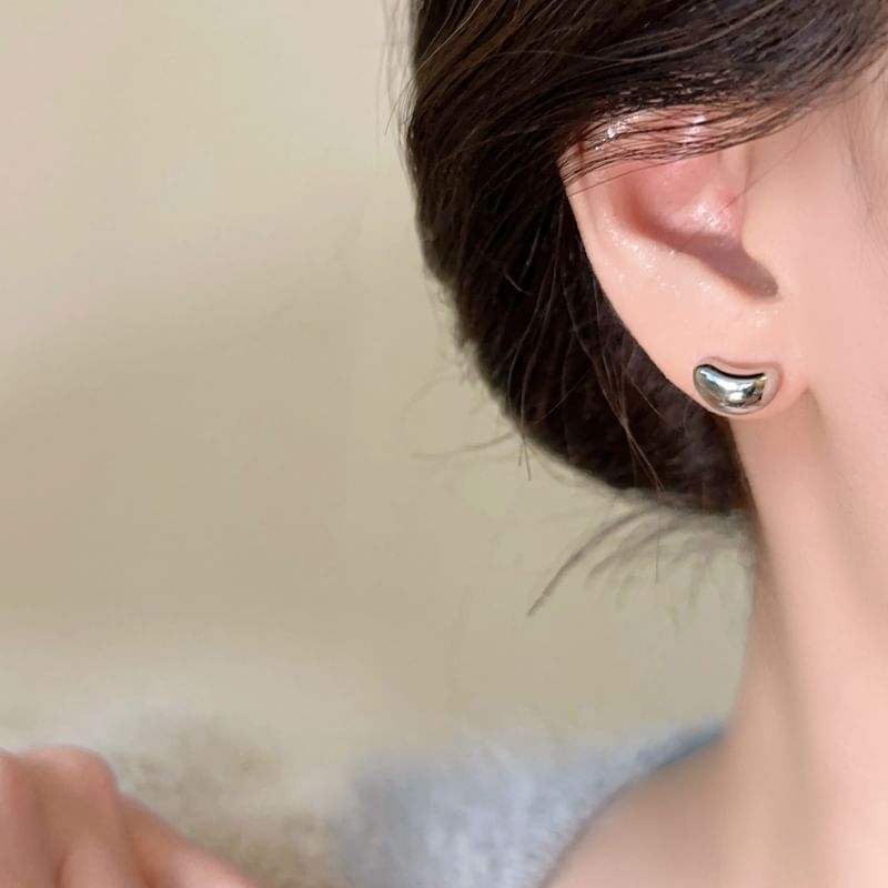 925 Silver Sterling Stud Earring Bean