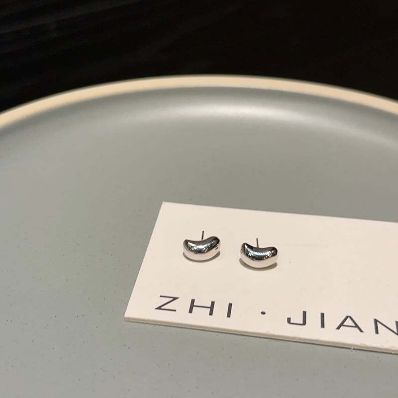 925 Silver Sterling Stud Earring Bean