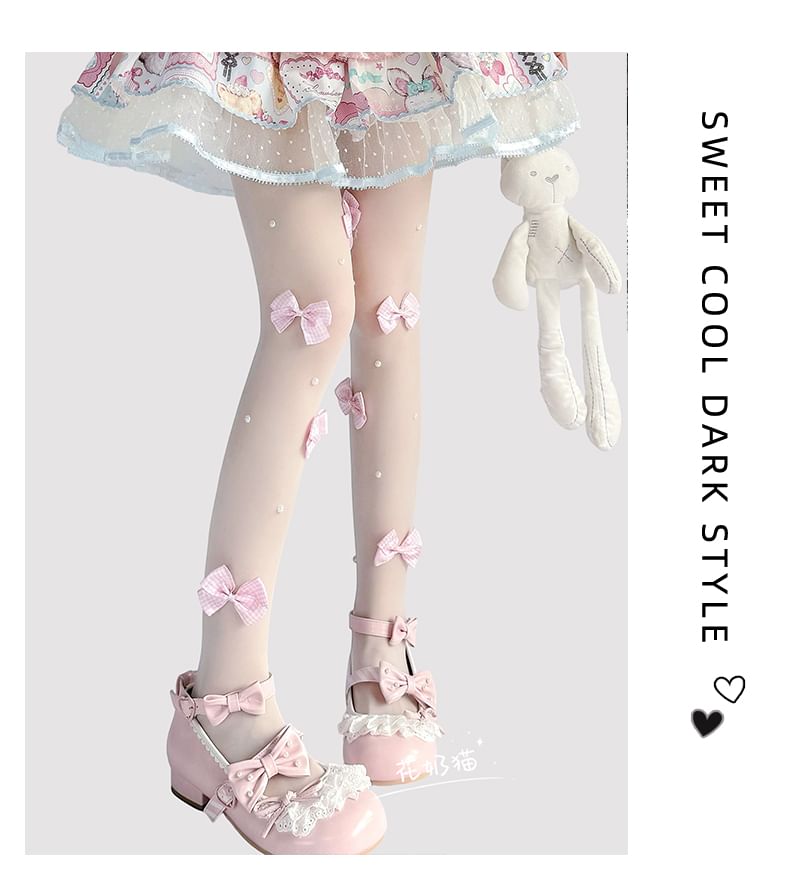 Transparente Strumpfhose mit Schleife