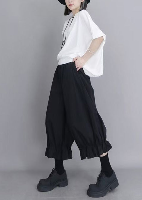 Oversized Modern Lantern Summer Black Pants Cotton