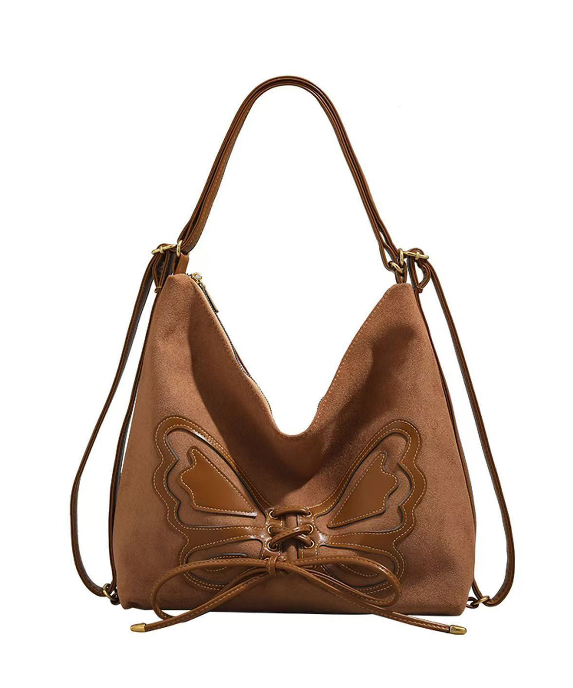 Leather Bag Faux New Butterfly Backpack Brown