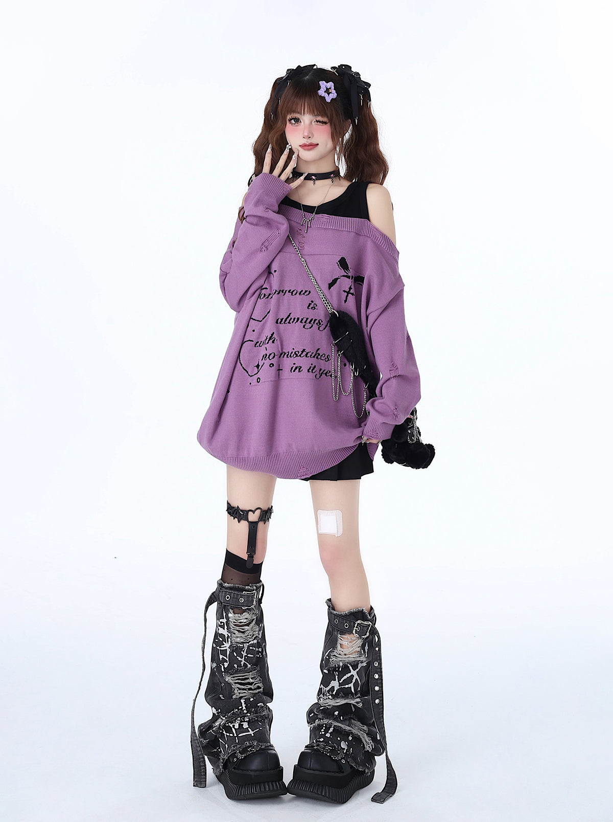 Haut deux pièces à épaules dénudées, style décontracté et cool, effet faux-sucré, pour une fille adorable