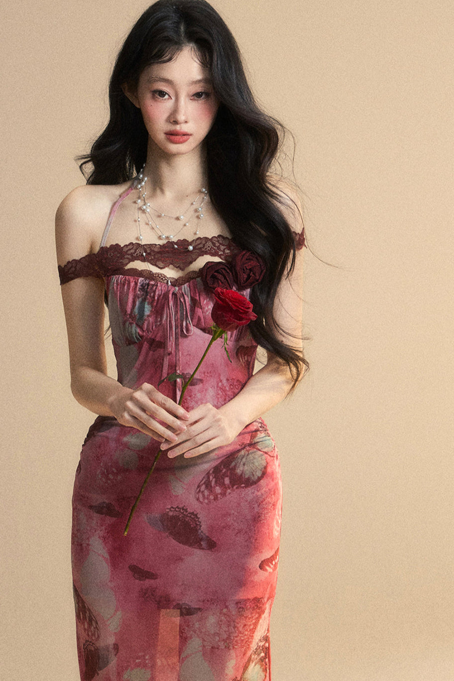 Lace Backless Maxi Dress