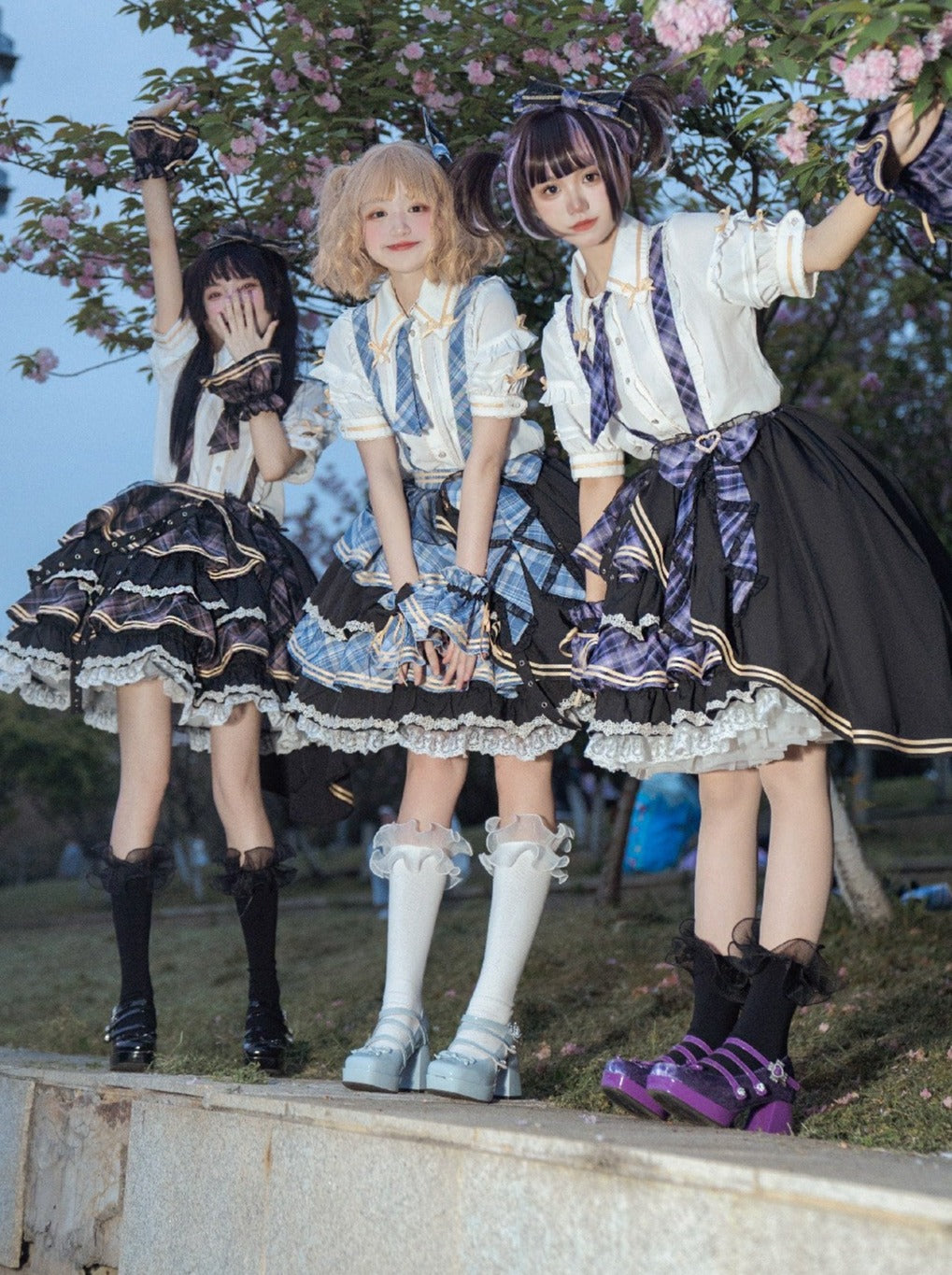 Top Skirt Check Idol Ruffle Tiered Check Lolita
