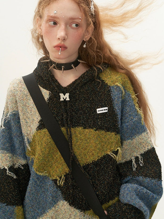 Kapuzenpullover in Retro-Block-Optik