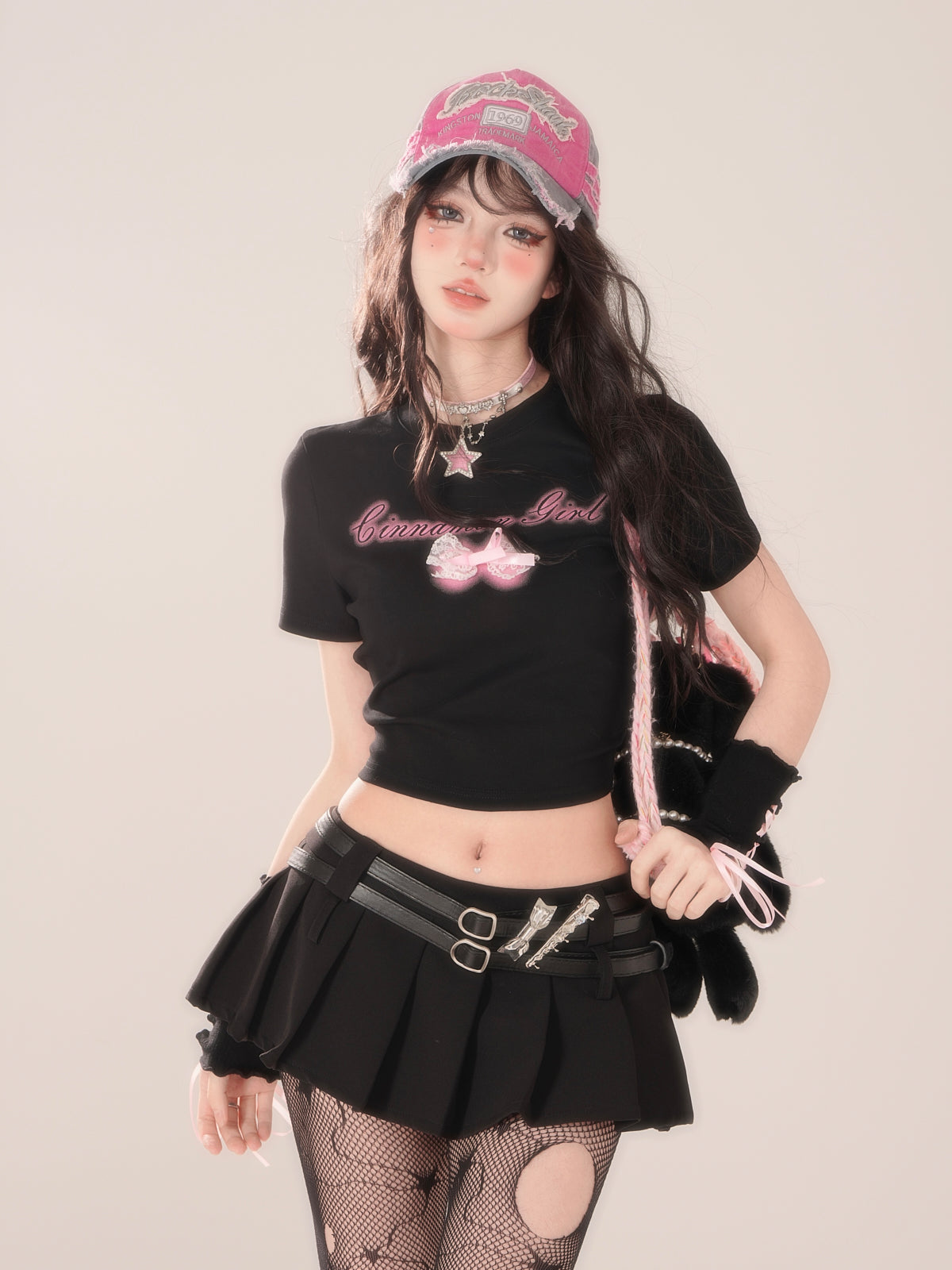 Haut court amincissant volant Love Tops noir