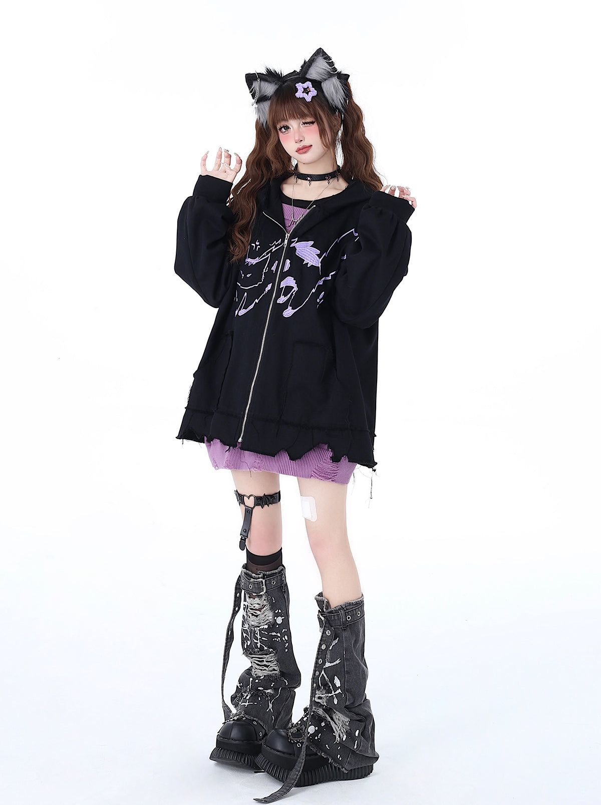 Over Cat Loose Mine Hoodie Hooded