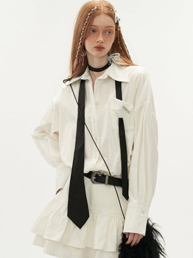 Dress Ruffle Shirt Lapel Slim