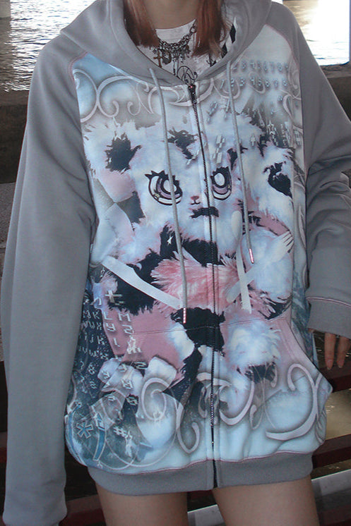 Sweatshirt Bunny Hoodie Graffiti Oversized