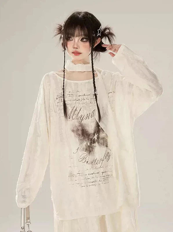 Skirt Butterfly Suit Blouse Style Waystrand Print + Top Swing