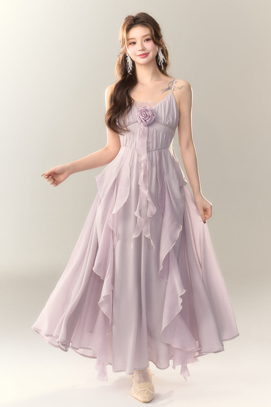 Rose Dress Work Heavy Ruffle Manta