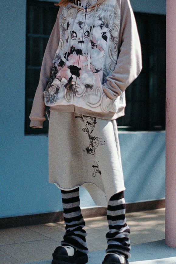 Sweatshirt Bunny Hoodie Graffiti Oversized