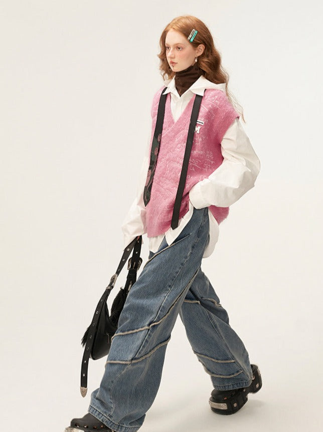 Gilet tricoté formule Over