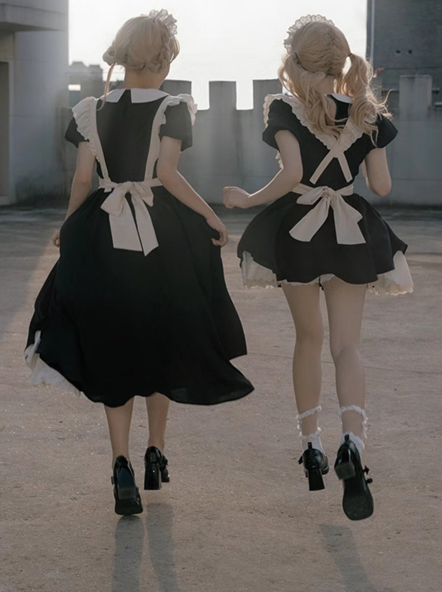 Maid Dress Lace Pleated