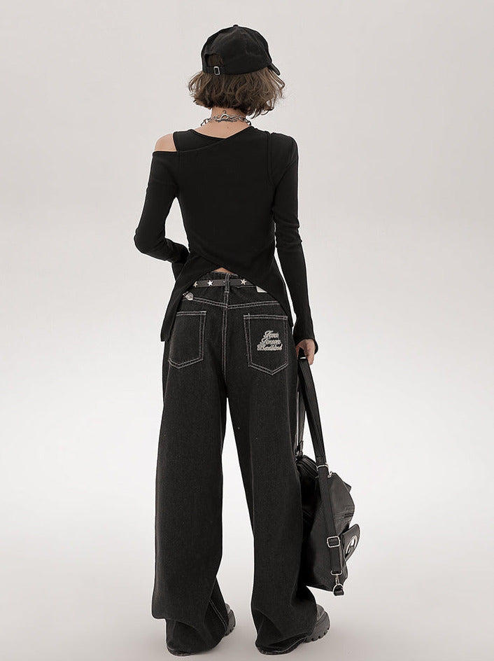 Ensemble de pièces longues asymétriques à épaules dénudées, style américain T, un et deux