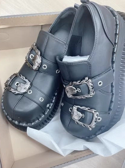 Zip Flap Shoes Leather Leg Set Cover Muffin + Punk Platform