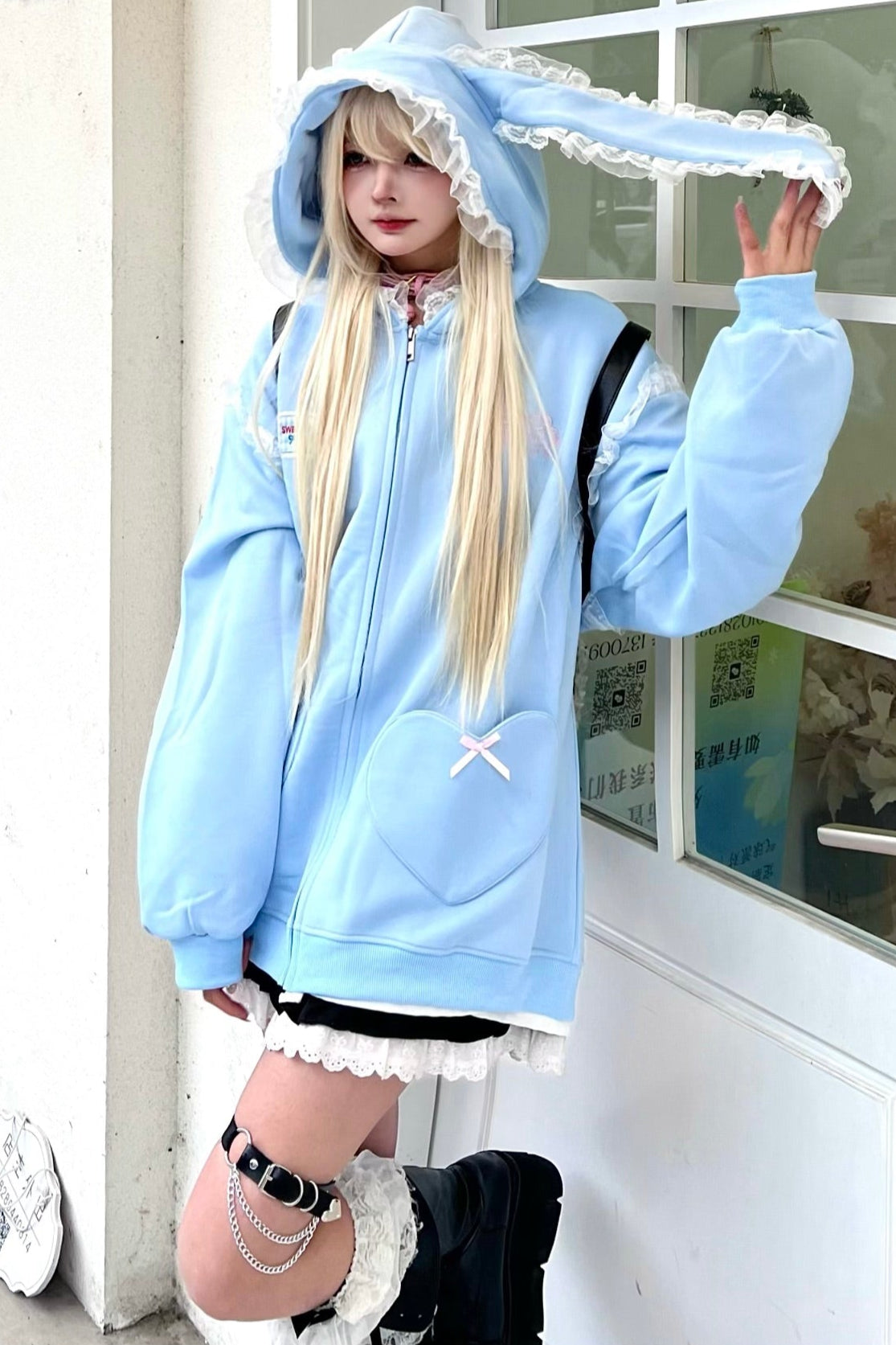 Hoodie Ribbon Ear Sweet Bunny