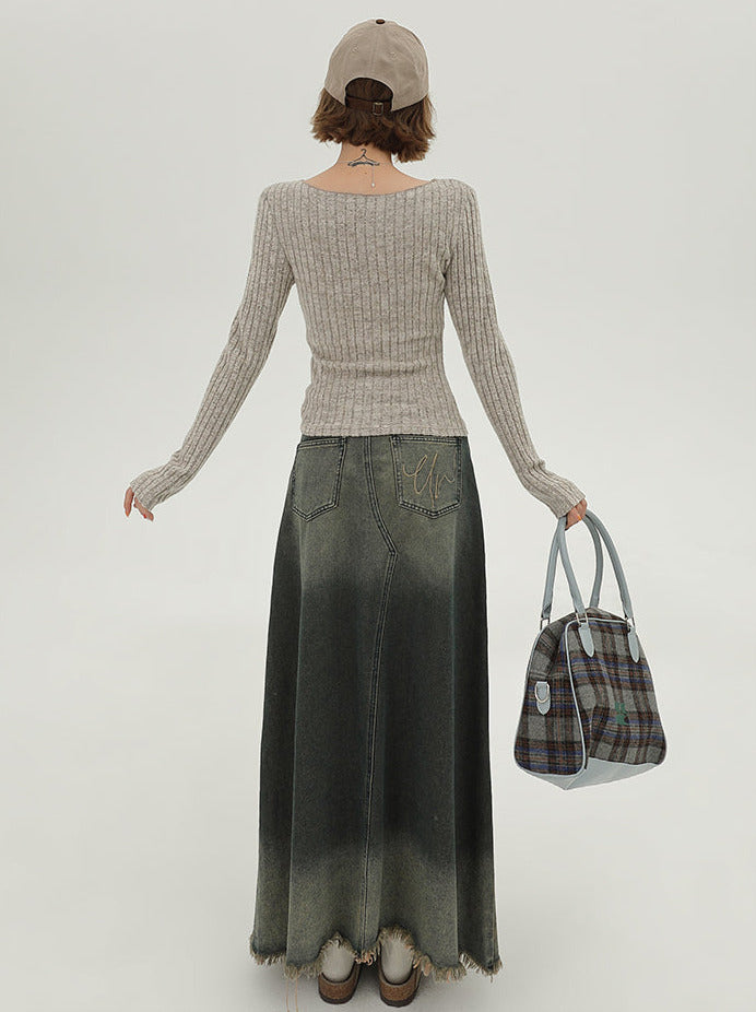 Flap Knit Cardigan American Collar Slim