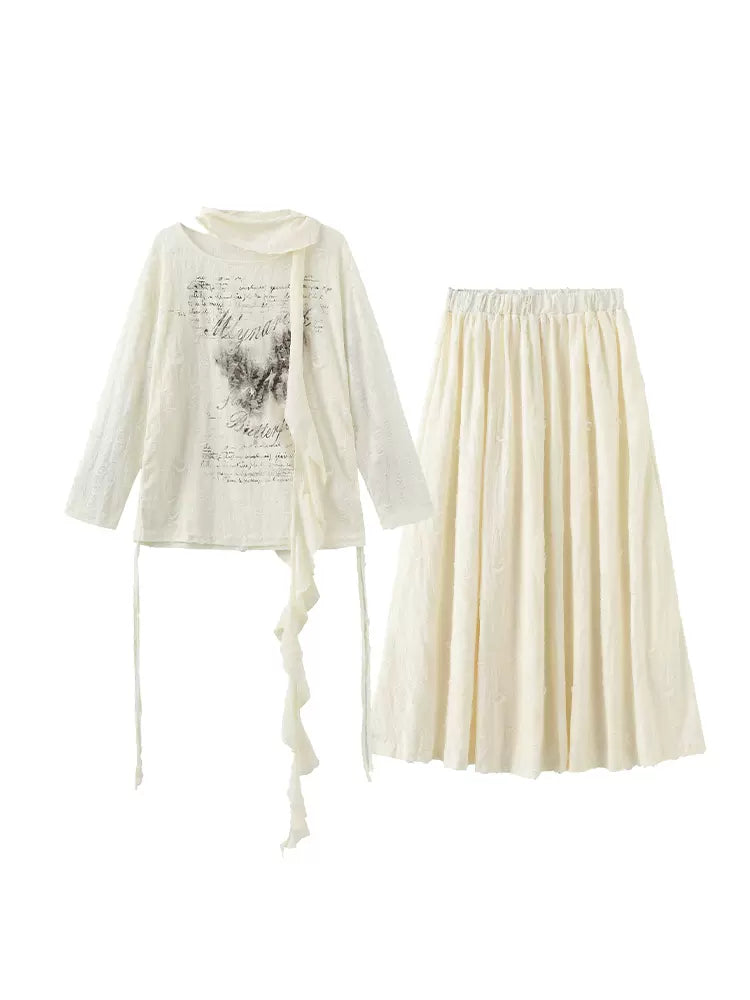 Skirt Butterfly Suit Blouse Style Waystrand Print + Top Swing