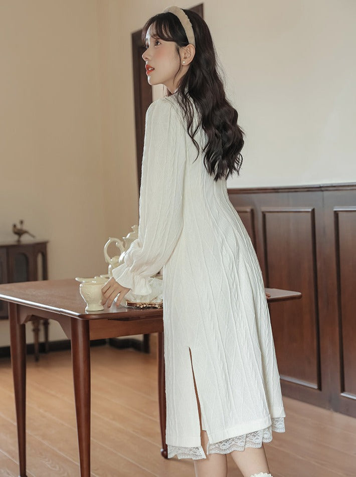 China Ribbed Knit Dress Long