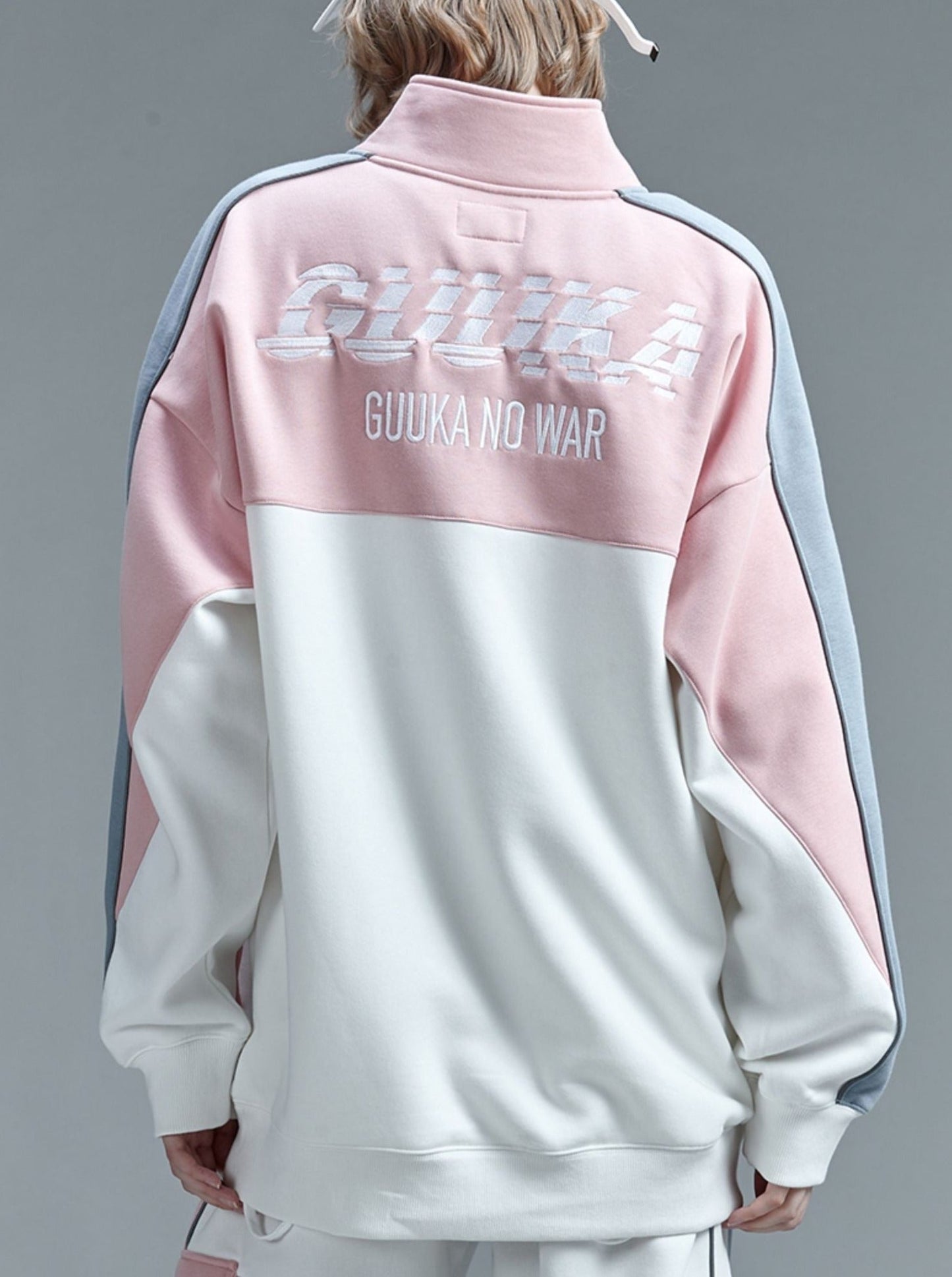 Collar Bicolor Splice Stand Top Pink