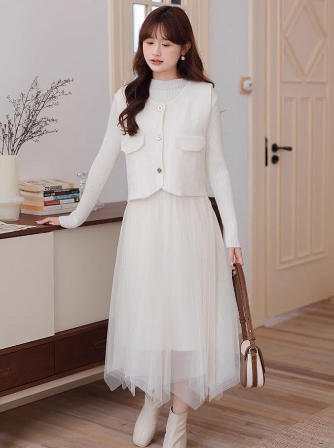 Robe gilet élégante en tulle parfumé transparent et court