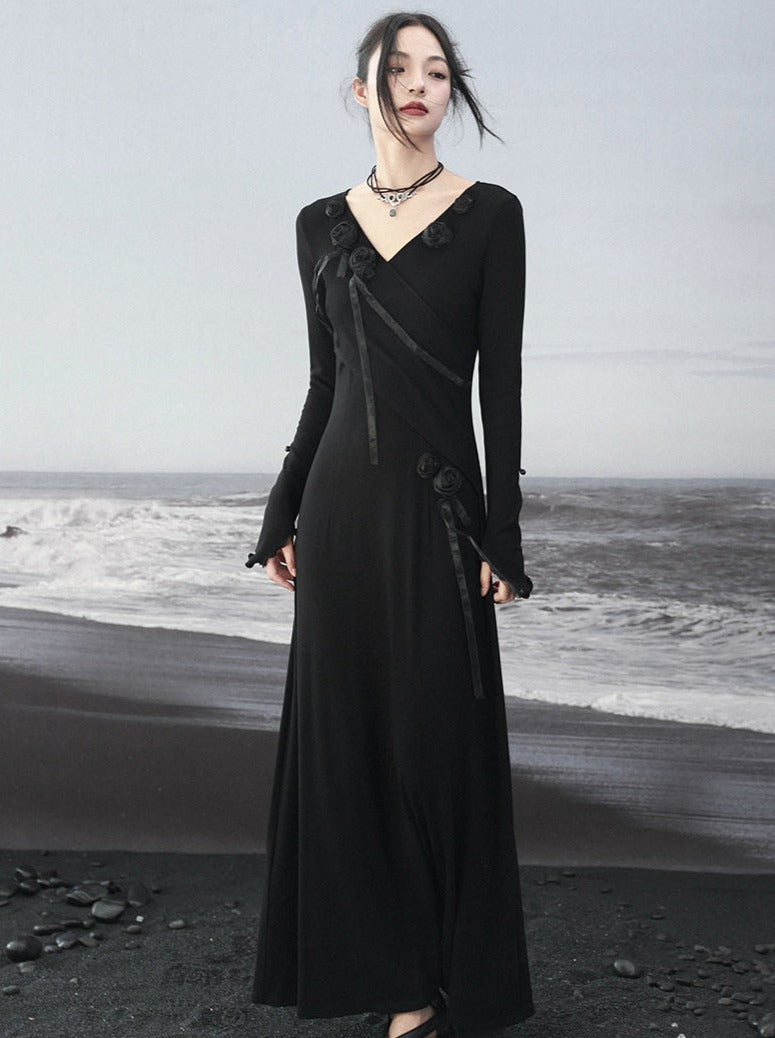Knit V-Neck Mode Slim Dress