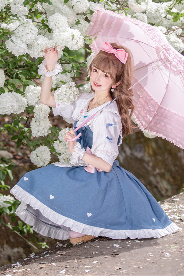 + Denim Apron Lolita Innerwear Jumper-skirt Light Doll Raw
