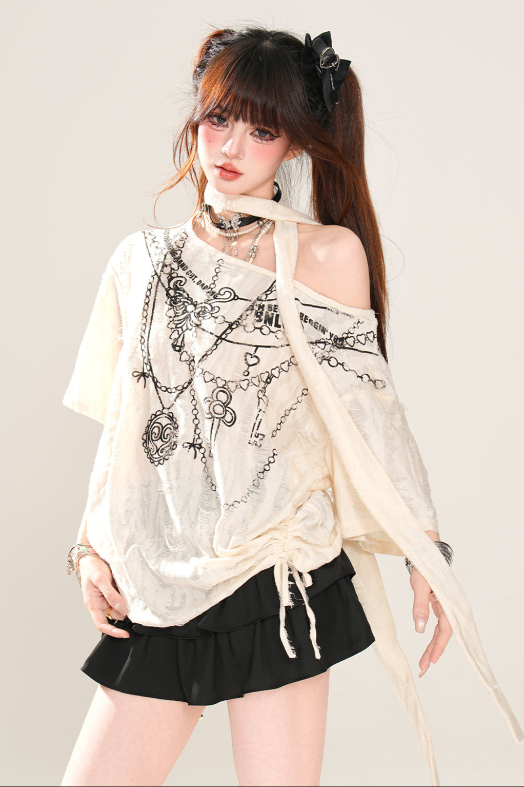 one-shoulder loose tops Mine