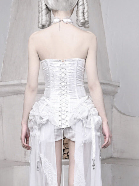 Straps Fishbone Dark Gothic White Corset Bustier Sleeping Alice