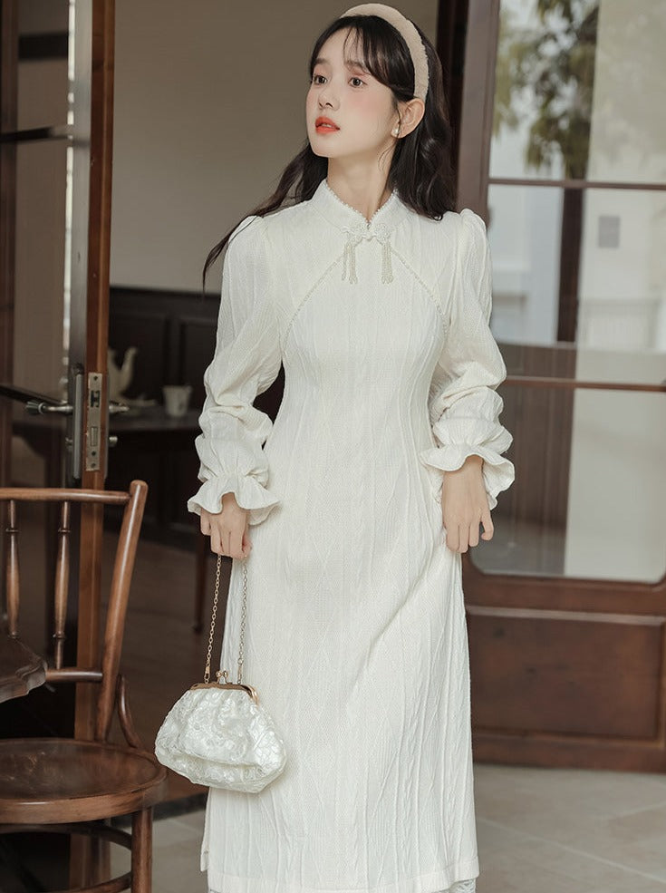 China Ribbed Knit Dress Long
