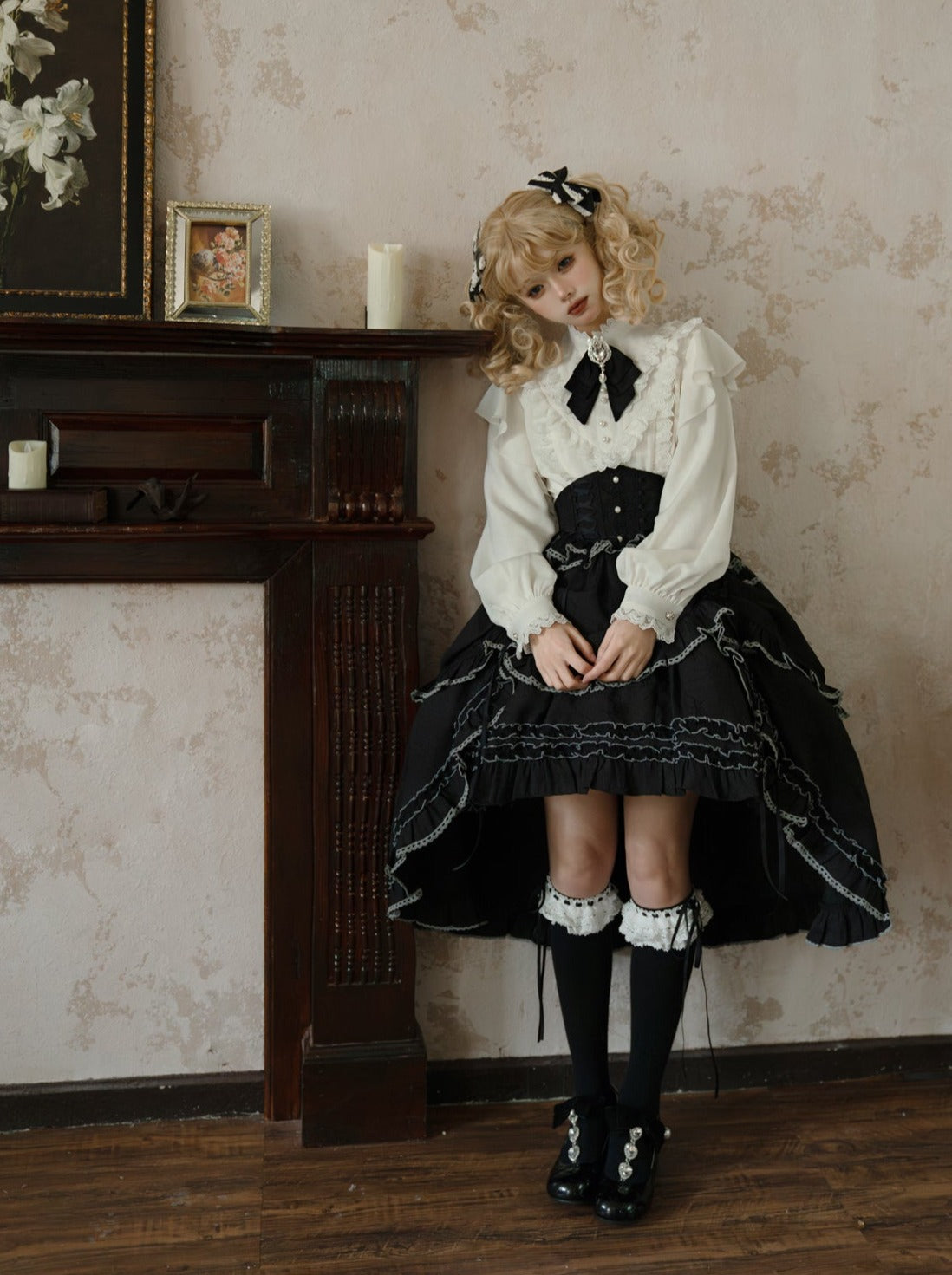 Asymmetrical Skirt Elegant Frilled Flared Blouse