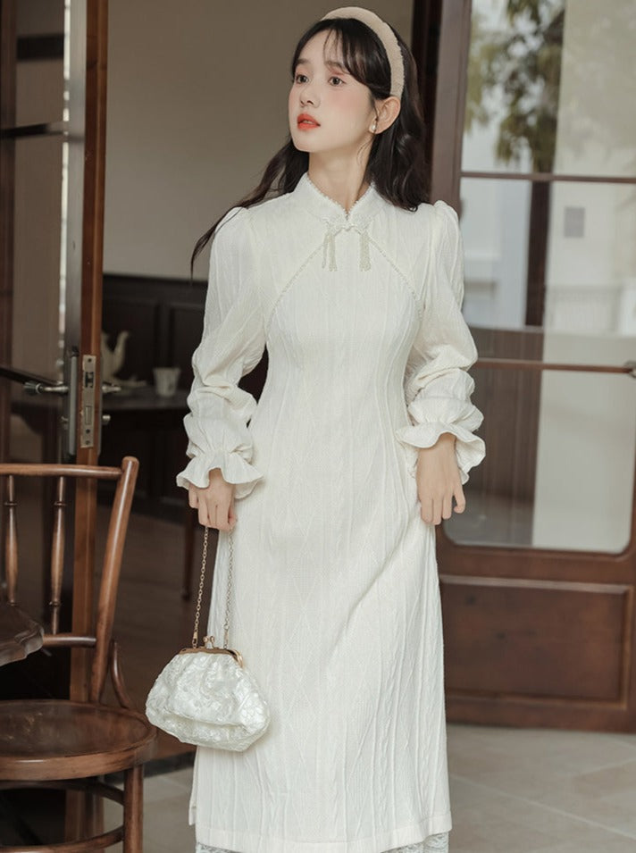 China Ribbed Knit Dress Long