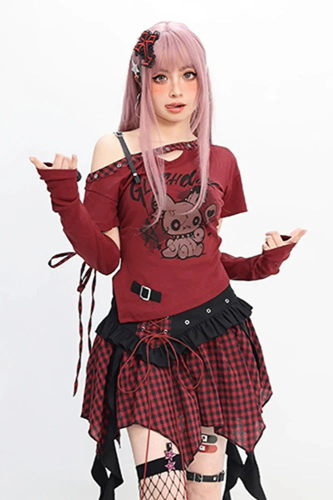 slim-fit T-shirt + skirt Irregular Fortidor