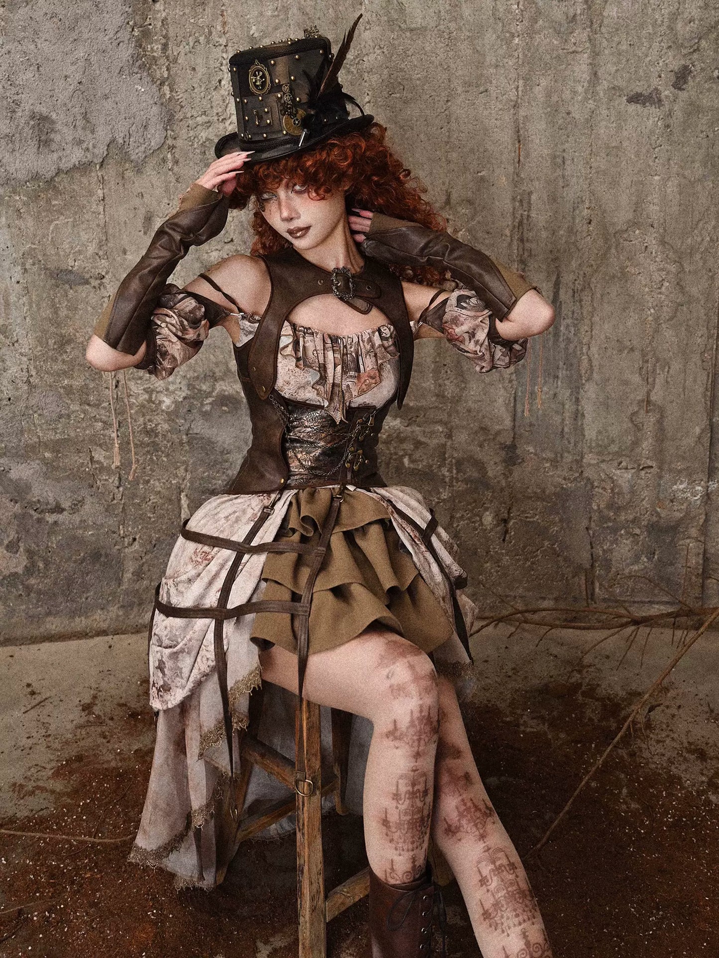 Gilet d'oiseau rétro en cuir style steampunk