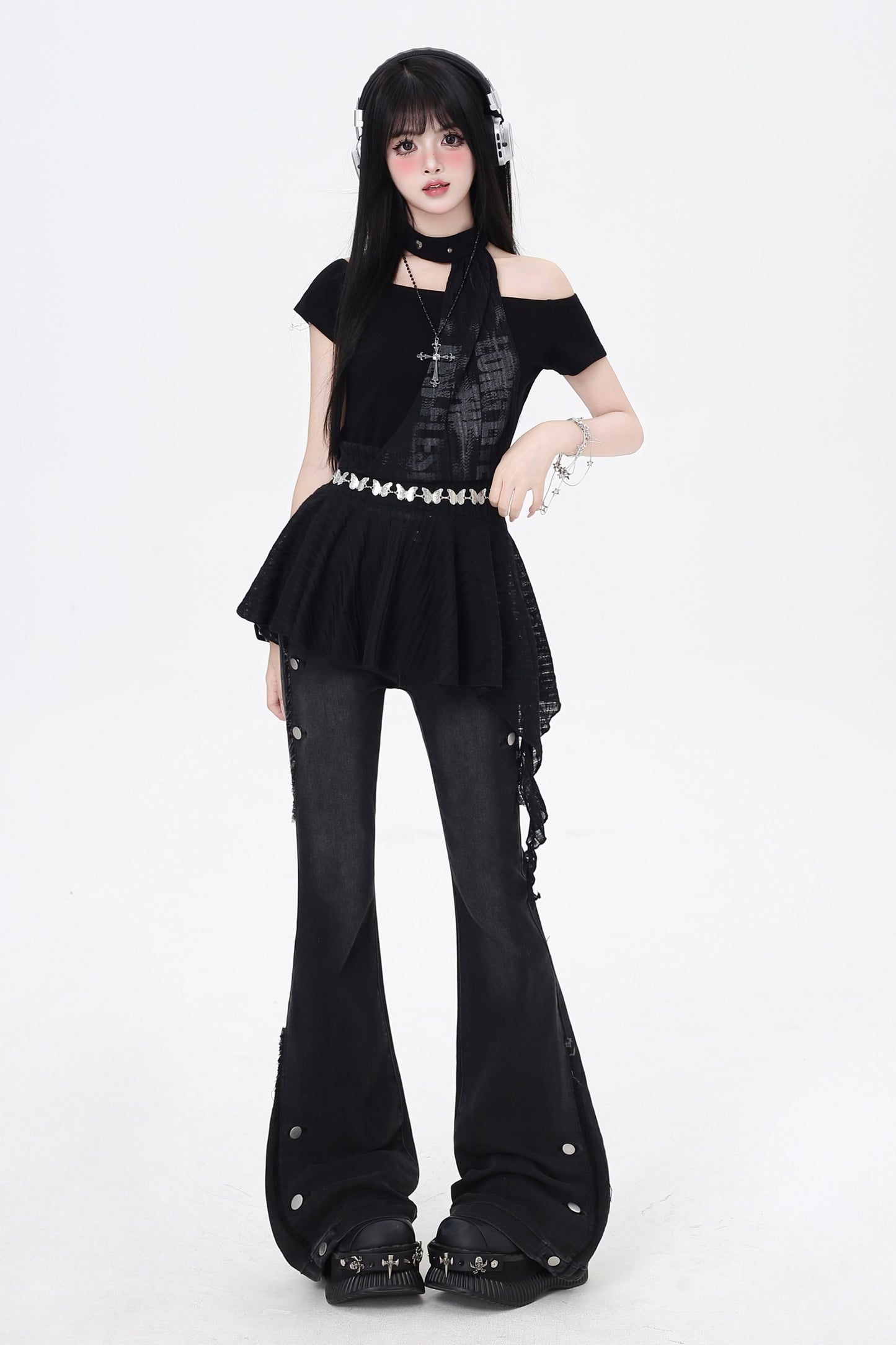 Top Off-the-shoulder Slim Dark Sweet