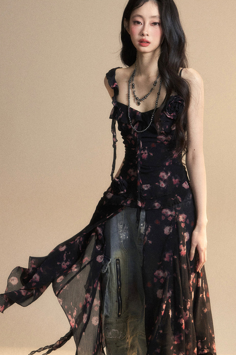 Chiffon Top Asymmetrical Wildflower Reservations Camisole