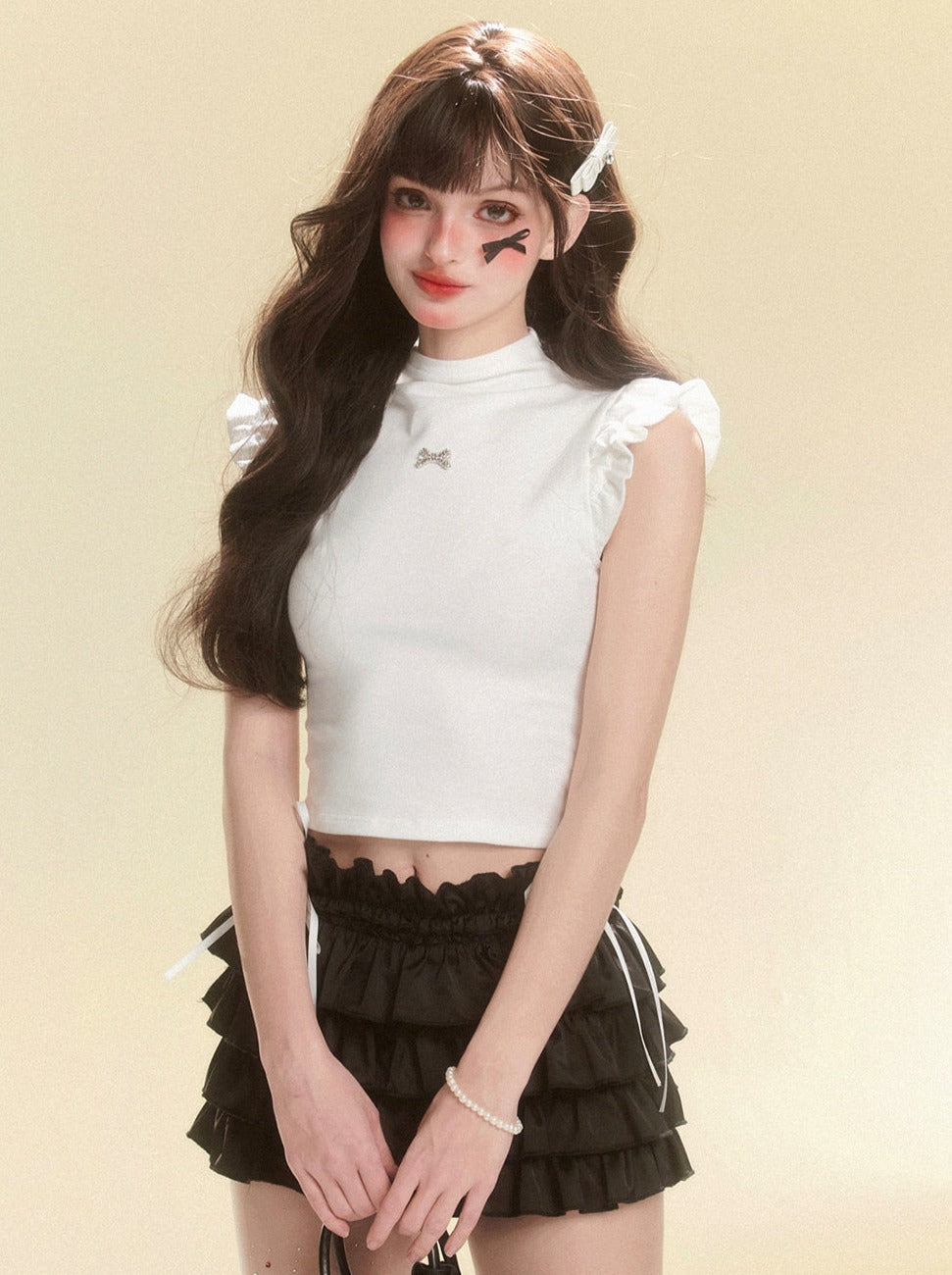 Flared Ribbon Sleeveless Top
