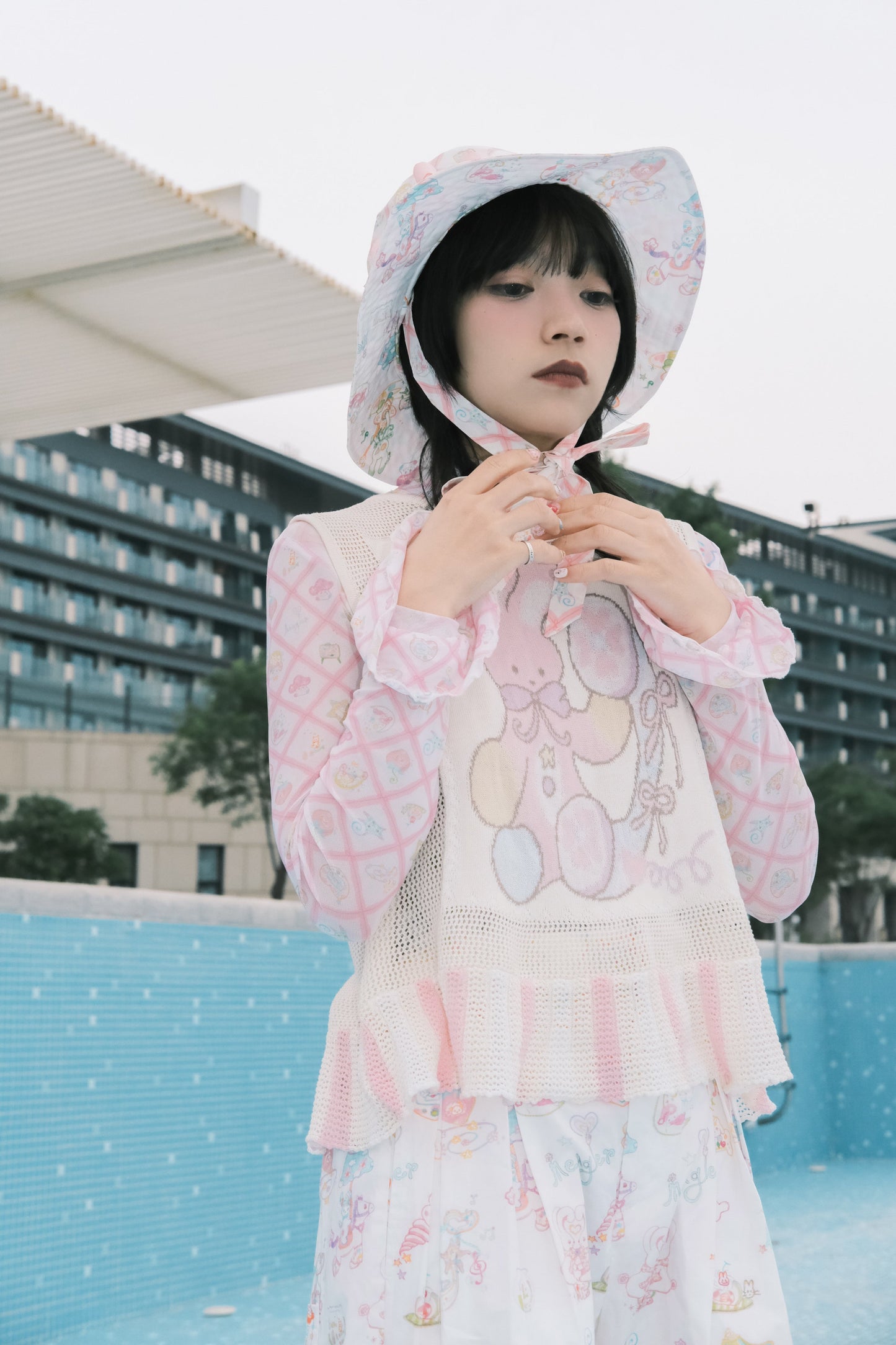 Subculture animal hat mesh vest +