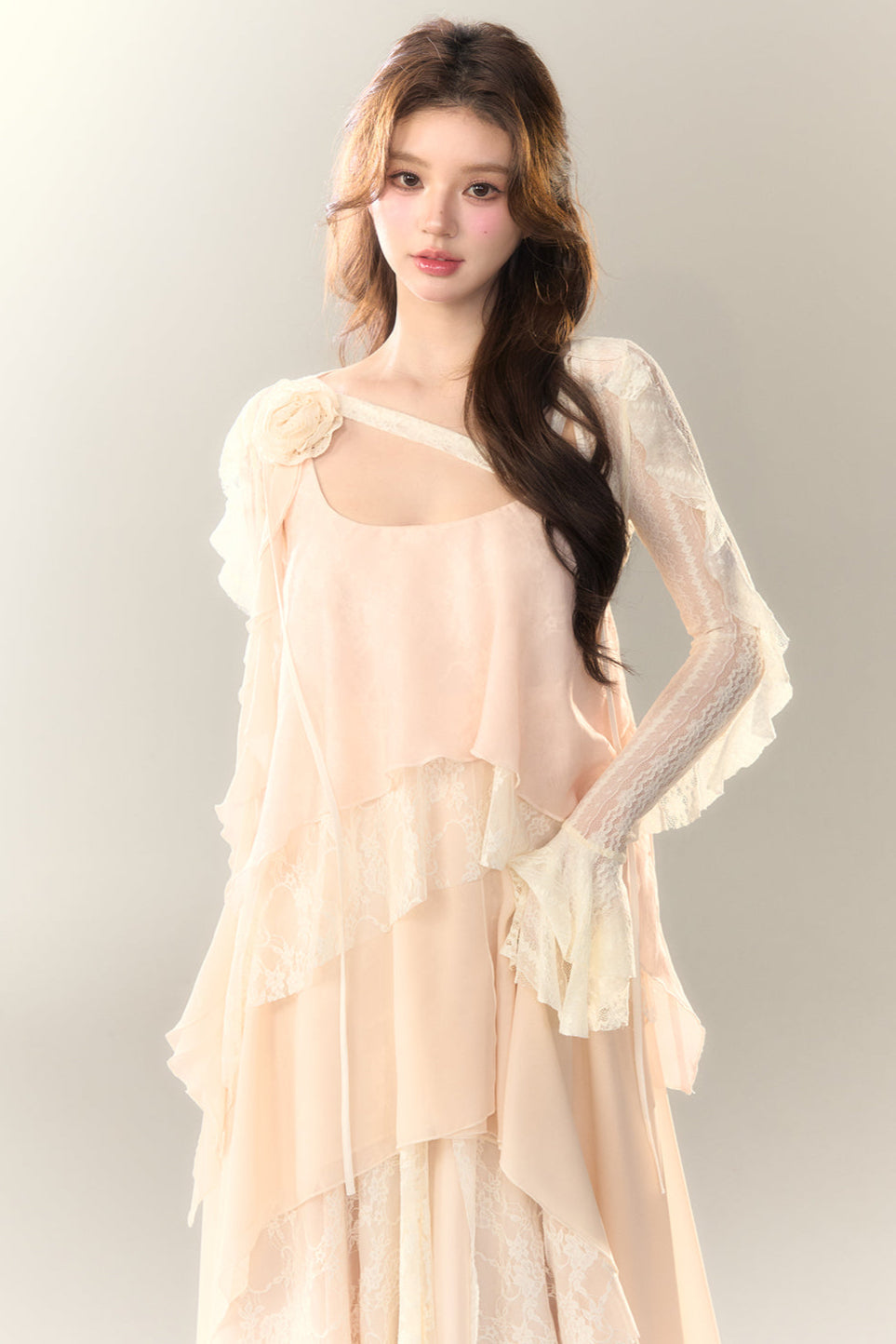 Roselle Irregular Dress Long Multi-Layered Heavy Skirt