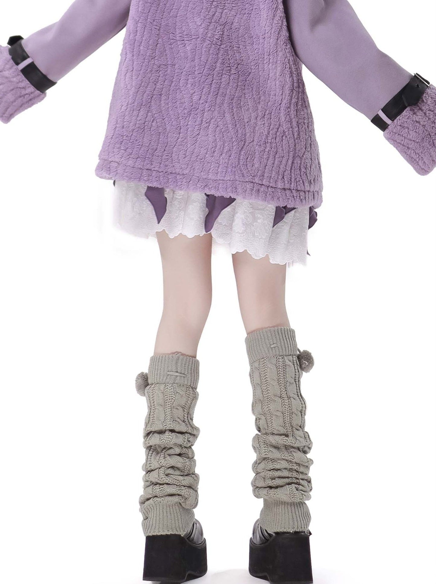 Lila Air Dragon Embroy Dary Plash Jacke + Sweatkleid mit Kapuzenprint