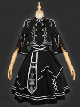 Set Army Up Low Skirt Brumble Cape Dark Military Battle Jacket Uniform