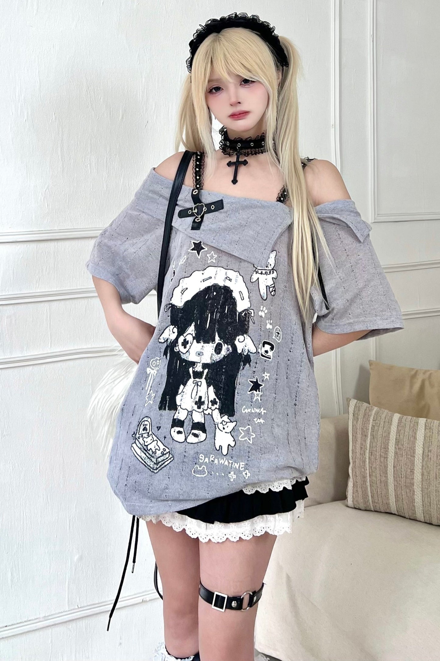 Sweet Top Print Smock Anime