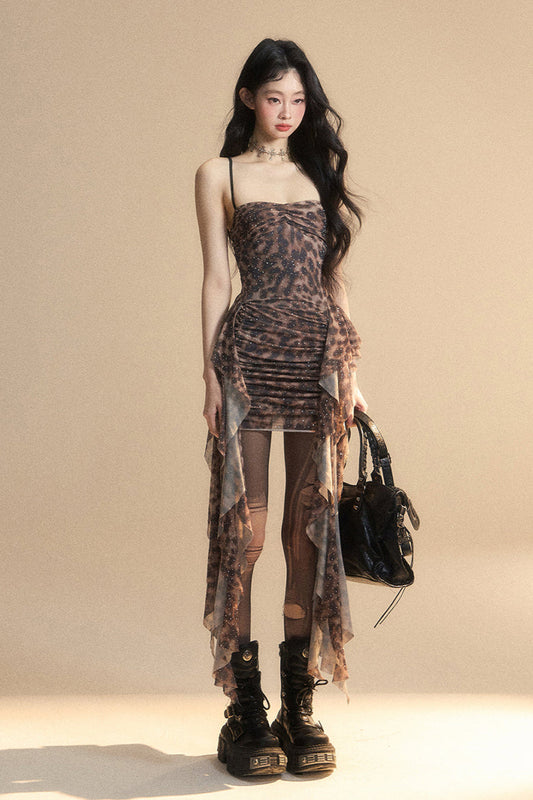 Neckholderkleid mit Leopardenmuster