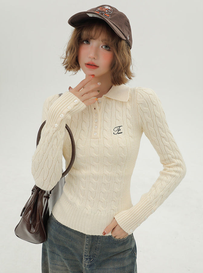 American Polo Strickoberteil mit Retro-Kragen