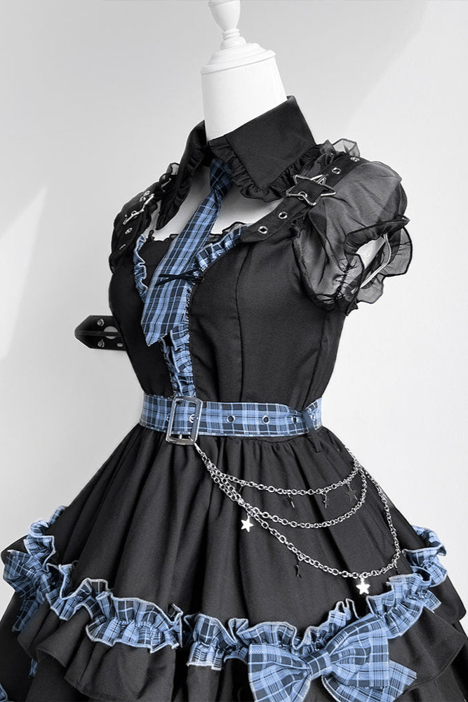 Set Starlight Ruffle Dress Check Night