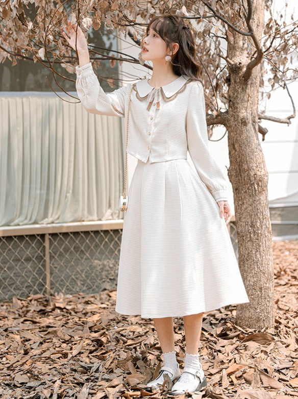 Shirt Flared Skirt Short Retro Girly
