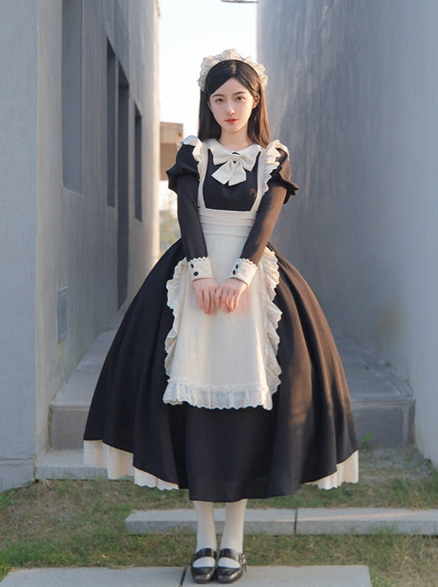 Maid Dress Lace Pleated