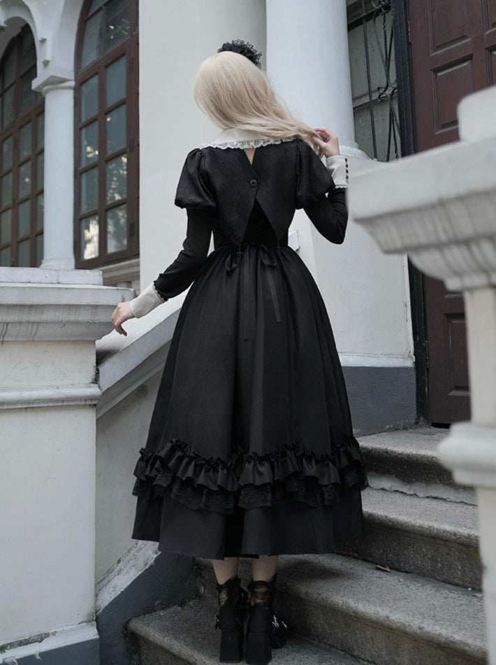 Robe veste suspendue à manches symphoniques style gothique nuit courte longue